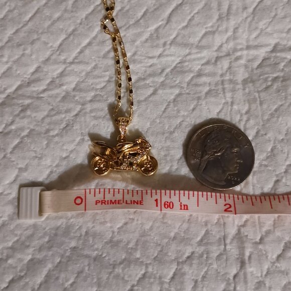 Gold and CZ Diamante Motorcycle Men’s Fashion Necklace NWOT - Picture 8 of 9